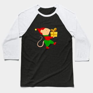Cute Santa helper in Christmas elf costume. Baseball T-Shirt